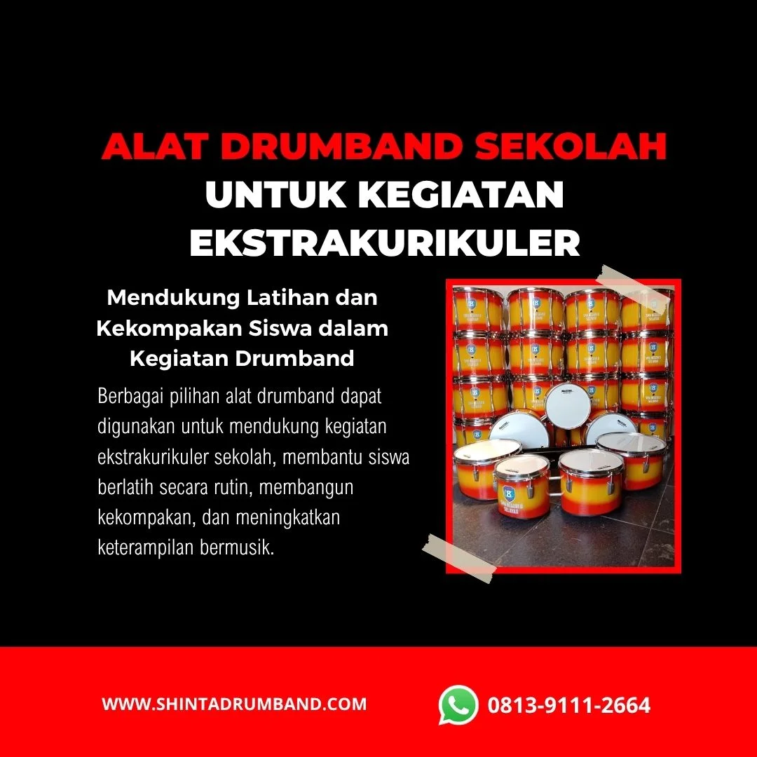 Alat drumband sekolah lengkap untuk kegiatan ekstrakurikuler