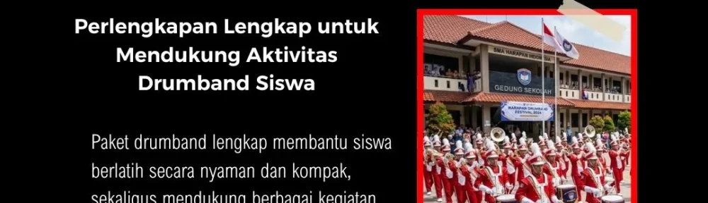 Paket alat drumband sekolah untuk kegiatan latihan dan pertunjukan