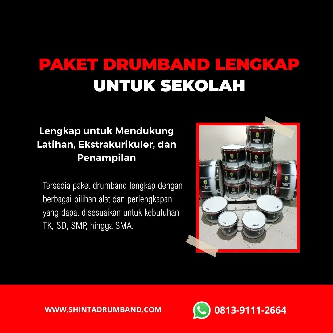 Paket drumband lengkap untuk kebutuhan sekolah TK SD SMP dan SMA