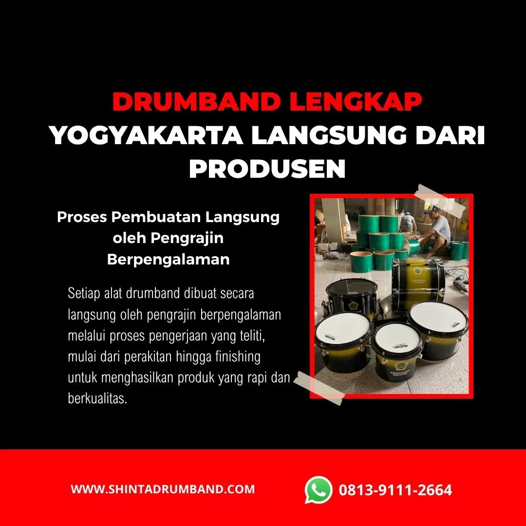 Produsen alat drumband Yogyakarta sedang memproduksi perlengkapan drumband
