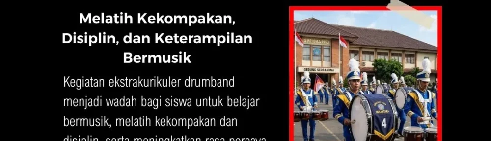 Siswa mengikuti kegiatan ekstrakurikuler menggunakan alat drumband sekolah