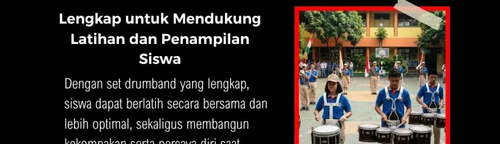 Siswa menggunakan set alat drumband lengkap untuk latihan di sekolah